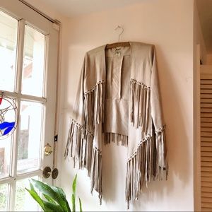 {Vocal} Faux Suede Fringe Jacket